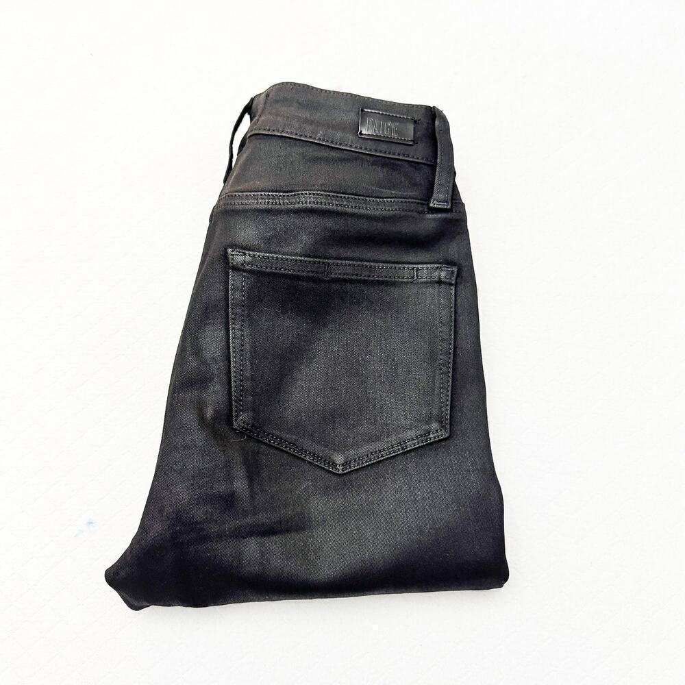Paige Cindy Straight Leg Denim Jeans Black Coated Pants Size 27